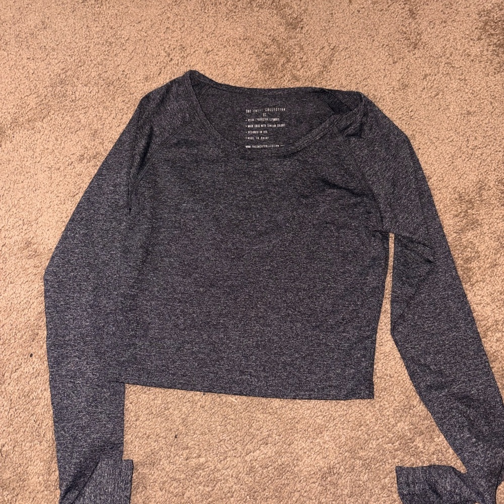 Stylish Gray Women's Workout Crop Top from “The Sweat Collection”